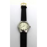 Cortebert; a c1960s gentlemen's wristwatch, round elongated stainless steel case,