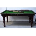 A Riley Ltd home billiards table, slate bed and green baize,