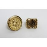 A George medal, 2000 in a 9ct gold ring mount, size M,