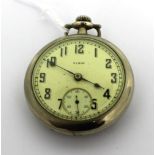Elgin; a 1924 pocket watch, size 18 two-piece nickel silver case, stem-wind and stem-set,