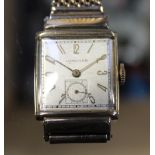 Longines; a gentlemen's c1940s tank-style dress watch,