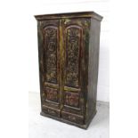 An early 20th century Indian hardwood distressed two-door cabinet,
