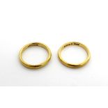 Two 22ct gold ladies' wedding bands, both size M, approx combined 8.4g (2).