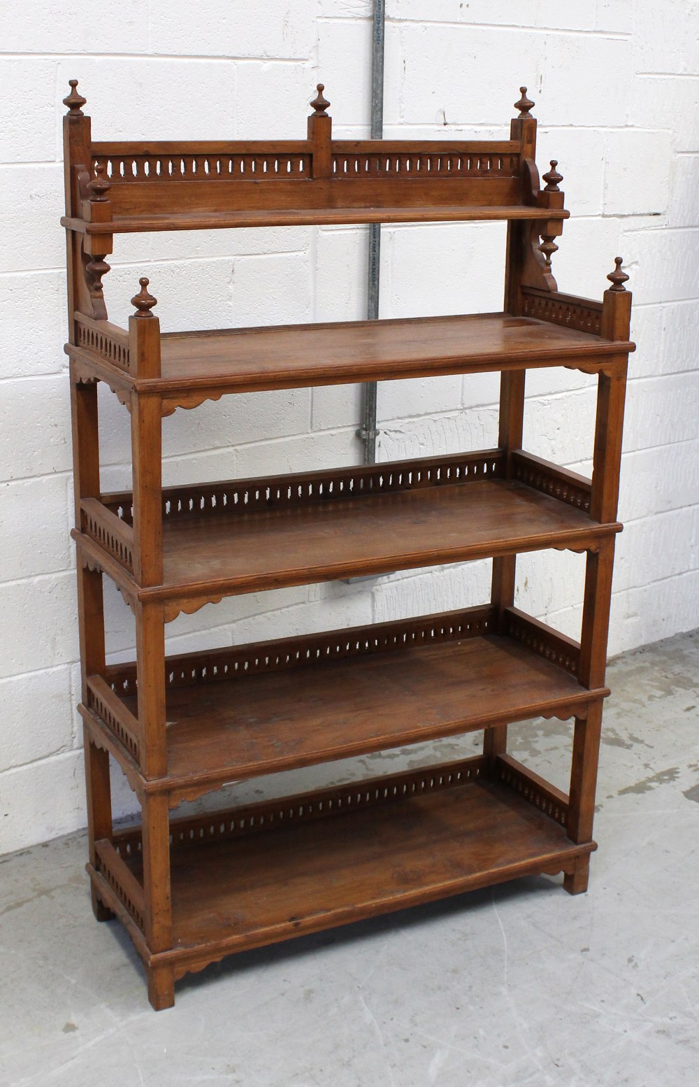 A contemporary Indian fruitwood freestanding display/bookcase,