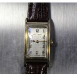 Waltham; a c1940s gentlemen's 'Premier' tank-style wristwatch, 14kt gold filled Curvex case,
