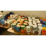 A large collection of modern mugs to include examples by Royal Grafton, Lane End Pottery etc (6).