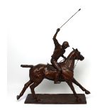 Gill Parker; a limited edition equestrian bronze sculpture 'Polo Offside Forehand',