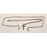 A 9ct gold link chain necklace and a 9ct gold link chain necklace with a 9ct gold cross,