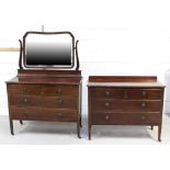 An Edwardian mahogany mirror-back dressing table with two short over two long drawers and a