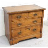 An Edwardian mahogany two-over-two chest of drawers on shaped plinth support, 70 x 90cm.