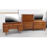 A mid-20th century teak mirror-back dressing table,