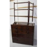 A Victorian mahogany two-over-three chest of drawers on a curved plinth base,