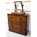 A Victorian mahogany chest of drawers, four long drawers on a plinth base,