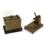 Two WWI trench art strikers/lighters and ashtray; one in the form of a windmill with small ashtray,