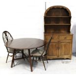 An early 20th century oak priory-style dresser of small proportions, width 97cm,