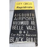 A City Circle Rapid Ride bus destination roll for the Aigburth area with further destinations to