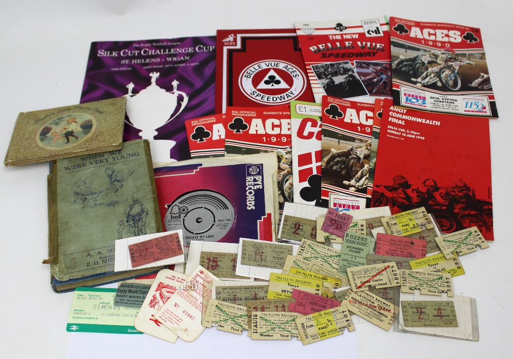 A mixed lot of ephemera including a collection of vintage railway tickets,
