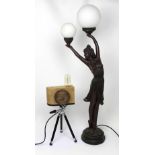 Two Art Deco style table lamps;