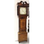 An early-to-mid 19th century oak and mahogany cross-banded longcase clock,