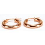 A pair of 9ct rose gold small hoop earrings, approx 0.9g.