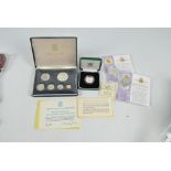 A boxed British Virgin Islands 1974 proof set of six coins including a silver dollar,
