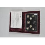A boxed United Kingdom Silver Anniversary Collection silver proof set of seven coins to celebrate