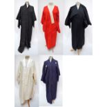 Five Japanese garments including three silk kimono, etc.