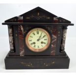 A 19th century black slate mantel clock,