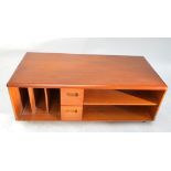 A teak television stand.