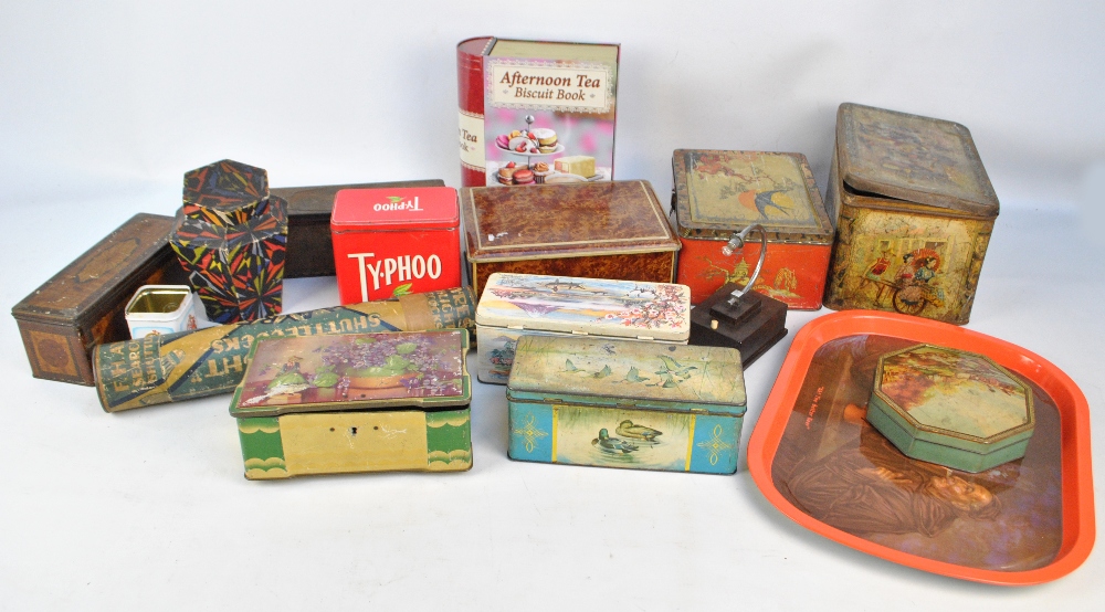 A group of vintage tins.