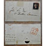 GREAT BRITAIN 1840 1d black, plate 6 lettered 'QG', on July 4th cover, four margins.
