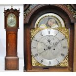 A late 18th century oak and mahogany crossbanded eight day longcase clock,