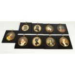 A set of eight modern rectangular miniature portrait frames with oval glazed apertures,