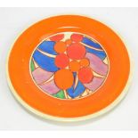 CLARICE CLIFF; a 'Fantasque' 'Bizarre' pattern circular plate, marked to base, diameter 23cm.