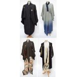 Four Japanese garments including a kurotomoesode, kimono, etc (4).