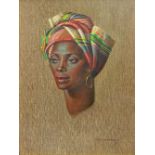 VLADIMIR TRETCHIKOFF (1913-2006); oil on canvas, portrait study of an African woman, signed,