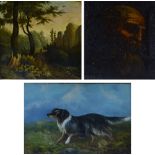 UNATTRIBUTED; a 19th century oil on card, naive study of a dog, unsigned, 27 x 36cm,