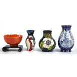 MOORCROFT; two modern miniature vases,