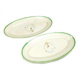 CLARICE CLIFF; a pair of Wilkinson Ltd oval fish plates, 42 x 22cm.