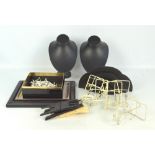 A quantity of jewellery display stands including two busts, four tier podium,