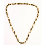 A 9ct yellow gold brick link necklace, length 42cm, approx 16.3g.