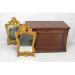 A 19th century mahogany document box with hinged lid and a pair of contemporary small gilt metal