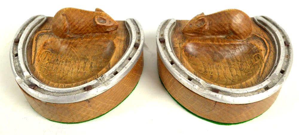 ROBERT 'MOUSEMAN' THOMPSON OF KILBURN; a commissioned pair of oak pin trays,