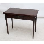 A George III mahogany rectangular foldover tea table with single frieze drawer,