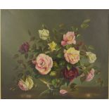 C MONTEFIORE; oil on canvas, still life of flowers in vase, signed lower right, 50 x 60cm, framed.