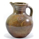 MICHAEL CASSON (1925-2003); a bulbous salt glazed jug with meander decoration, impressed MC mark,