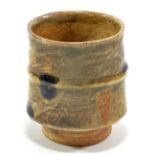 WILLIAM MARSHALL (1923-2007); a stoneware yunomi, green ash glaze with tenmoku spots,