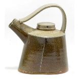 WALTER KEELER (born 1942); a salt glazed 'oil can' teapot, impressed mark,