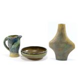 JANE HAMLYN (born 1940); a salt glazed matching jug and bowl, impressed JH marks, jug height 15cm,