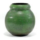 ABDO NAGI (1941-2001); a bulbous raku vase covered in mottled dark green glaze, impressed mark,